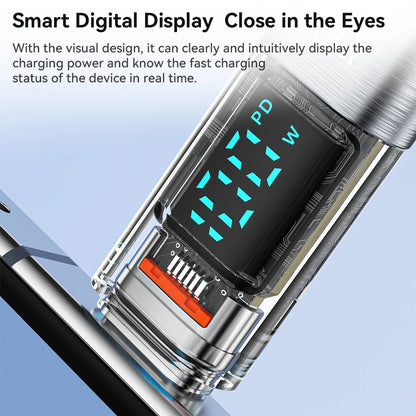 Toocki kábel typu C na typ C 100W PD displej rýchlonabíjacia nabíjačka USB C na USB C priehľadný kábel pre Xiaomi Macbook