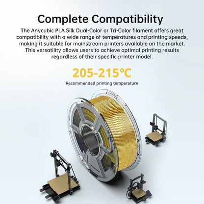 ANYCUBIC Silk PLA dvojfarebný trojfarebný 1,75 mm PLA filament 1 kg pre FDM 3D tlačiareň Shine Bright Multicolor 3D Printing Material
