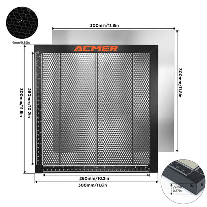 ACMER laserový rezací voštinový pracovný stôl pre CO2 alebo diódový laserový gravírovací rezací stroj 300x300/330x330/400x400/440x440x22 mm