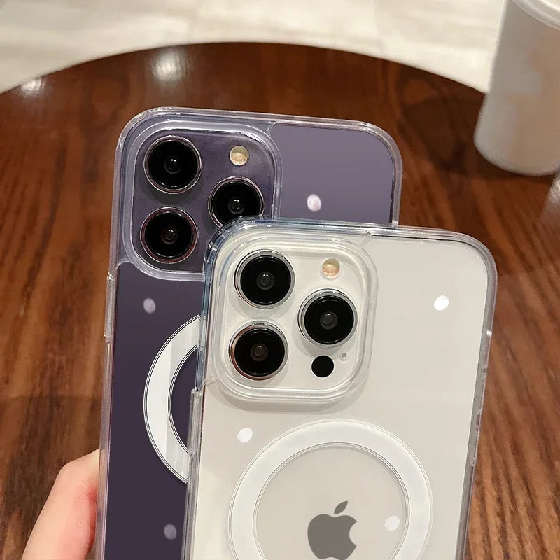 Magnetické priehľadné bezdrôtové nabíjacie puzdro Magesafe Pre iPhone 11 12 13 14 15 Pro Max Plus Mini X 7 8 SE Nárazuvzdorný kryt PC
