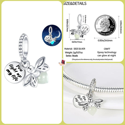Hot Sale Night Glow Firefly Charm korálky pre Pandora 925 Originálny náramok Dámske 925 Strieborný prívesok Korálka DIY šperk darček