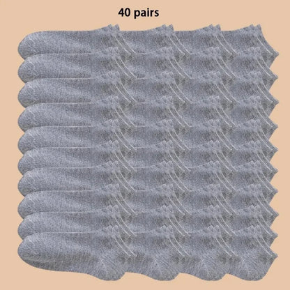 10/40 párov pánskych lodných ponožiek priedušné pot absorbujúce jednofarebné vyzreté atmosférické vysokokvalitné pánske pracovné nízke ponožky