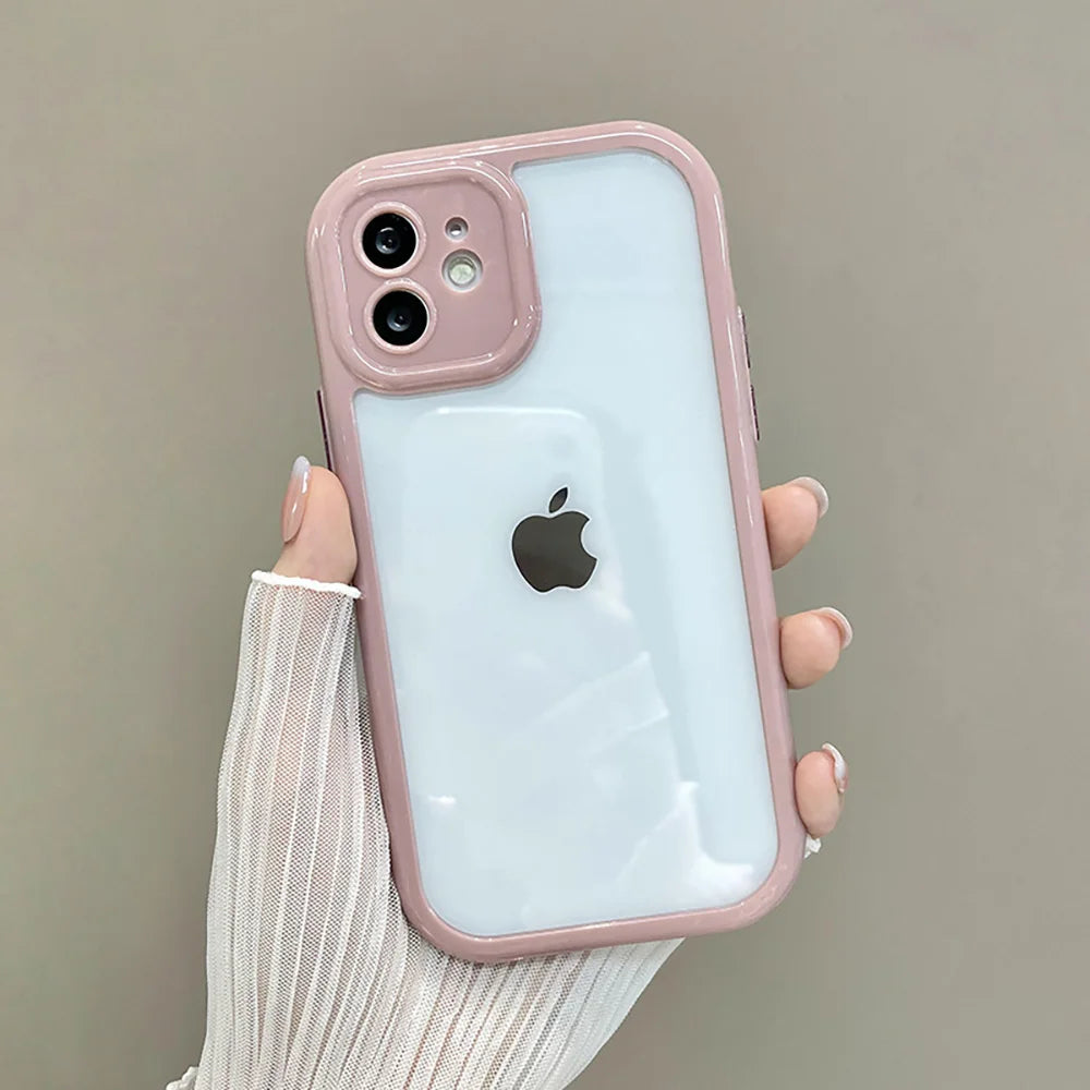 Puzdro na telefón Candy Color pre iPhone 14 11 12 13 Pro Max X XR XS 7 8 SE Priehľadný nárazuvzdorný silikónový priehľadný zadný kryt