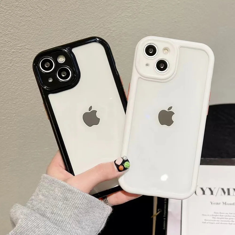 Puzdro na telefón Candy Color pre iPhone 14 11 12 13 Pro Max X XR XS 7 8 SE Priehľadný nárazuvzdorný silikónový priehľadný zadný kryt