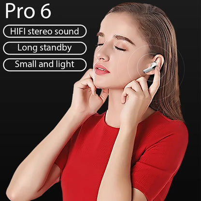 # Bezdrôtové Bluetooth slúchadlá Pro6 Slúchadlá Tws Mini Heaset s nabíjacím puzdrom Vodotesné slúchadlá
