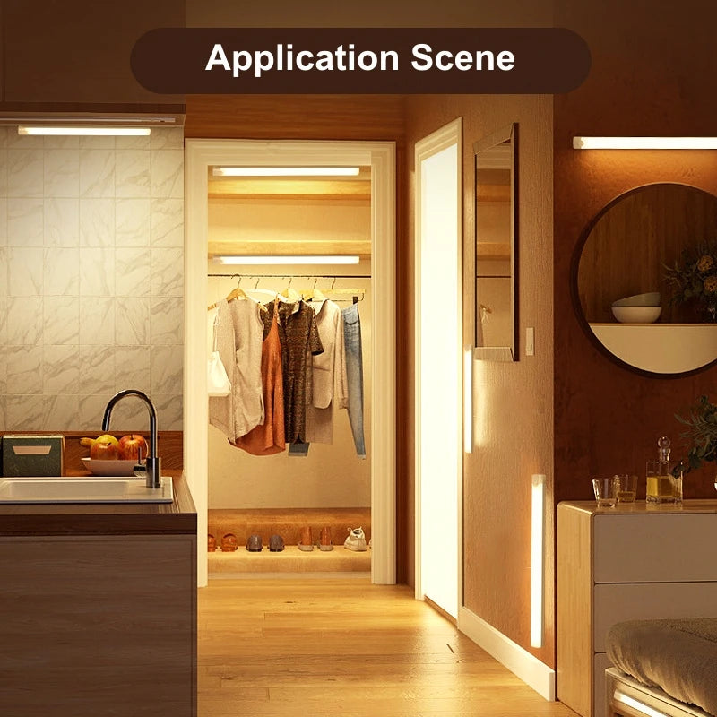 Dobíjacie LED pohybové čidlo nočné svetlo pod skrinkou Bezdrôtová lampa do kuchynského šatníka Nočná indukčná lišta