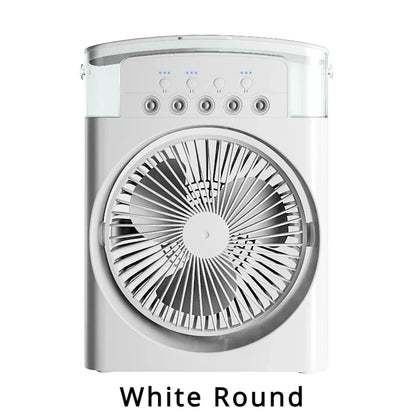 Prenosný zvlhčovač vzduchu 3 v 1 Klimatizácie USB elektrický ventilátor LED Nočné svetlo Vodná hmla Zábavný ochladzovač vzduchu pre domácnosť