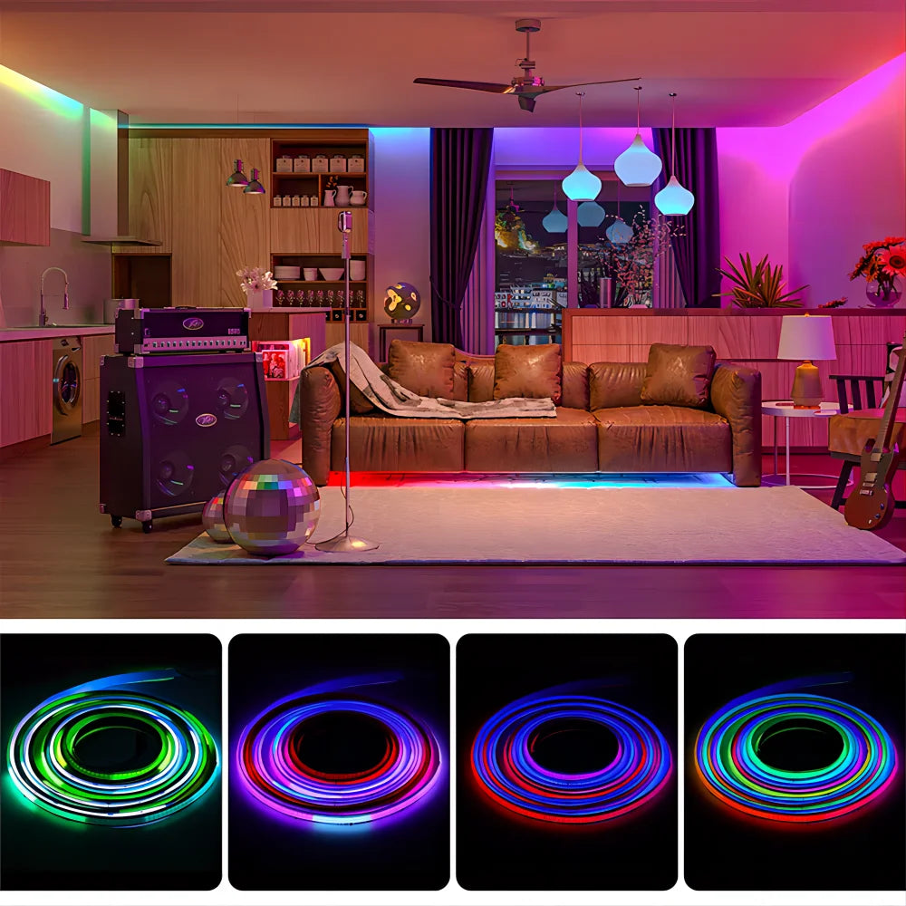 LED pásik RGB 5050 WS2812b Bluetooth ovládanie pomocou aplikácie Chasing Effect Lights Flexibilná páska Dióda Stuha TV Podsvietenie Spálňa Dekorácia