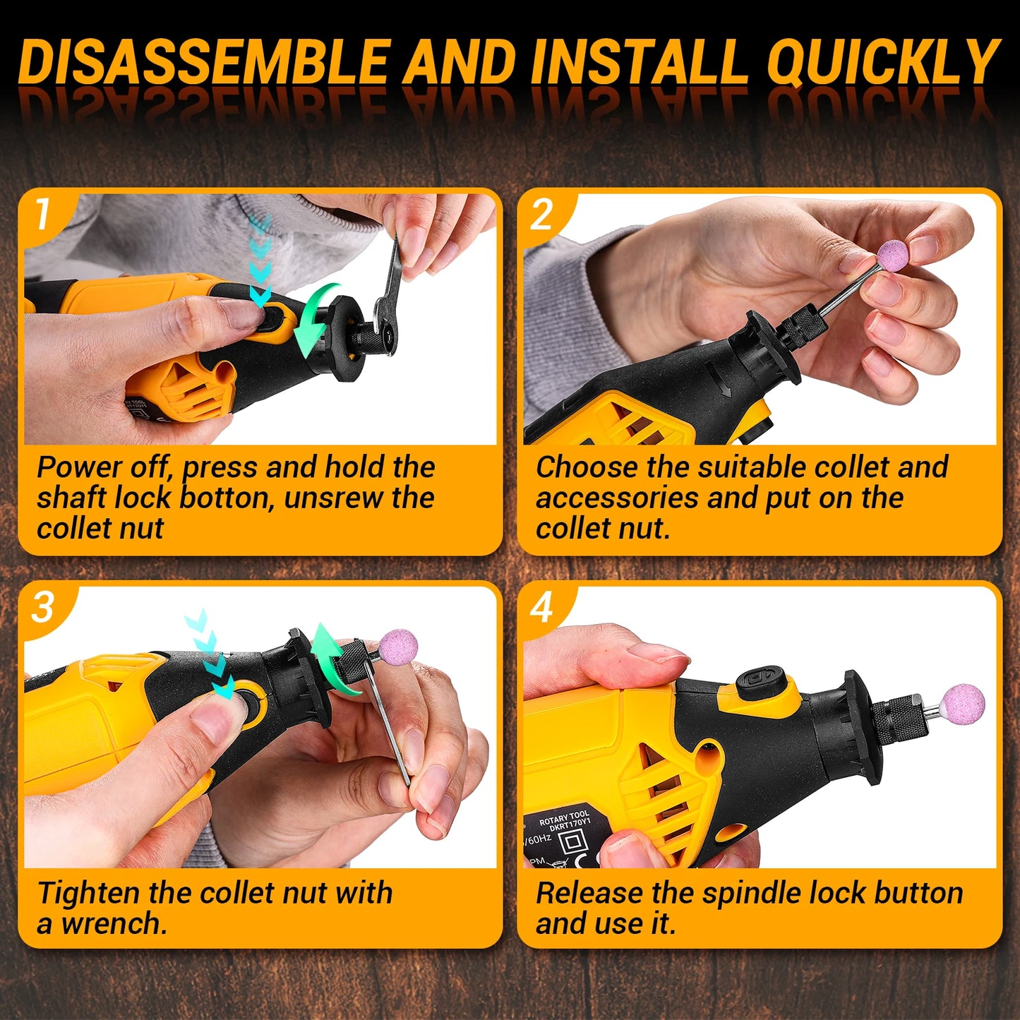 Súprava rotačného náradia DEKO Elektrické ručné rotačné náradie Mini na drevo/kov, elektrická brúska