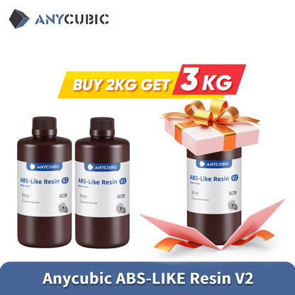 ANYCUBIC Kúpiť 2 kg Získajte 3 kg ABS-like Resin V2 vodou umývateľná 405nm fotopolymérová živica 3D živica s vysokou presnosťou pre LCD 3D tlačiareň