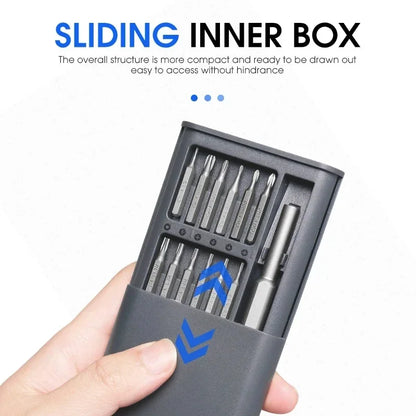 Súprava presných skrutkovačov 25 v 1, mini magnetický s 24 ks nástavcov na skrutkovače Torx Malá súprava ručného náradia na opravu pre iPhone/PC/Came