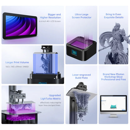 3D tlačiareň ANYCUBIC Photon Mono 2 3D tlačiareň 6,6-palcová UV živica fototvrdnutie 4K+ LCD s vysokým rozlíšením Veľkosť tlače 165*143*89mm