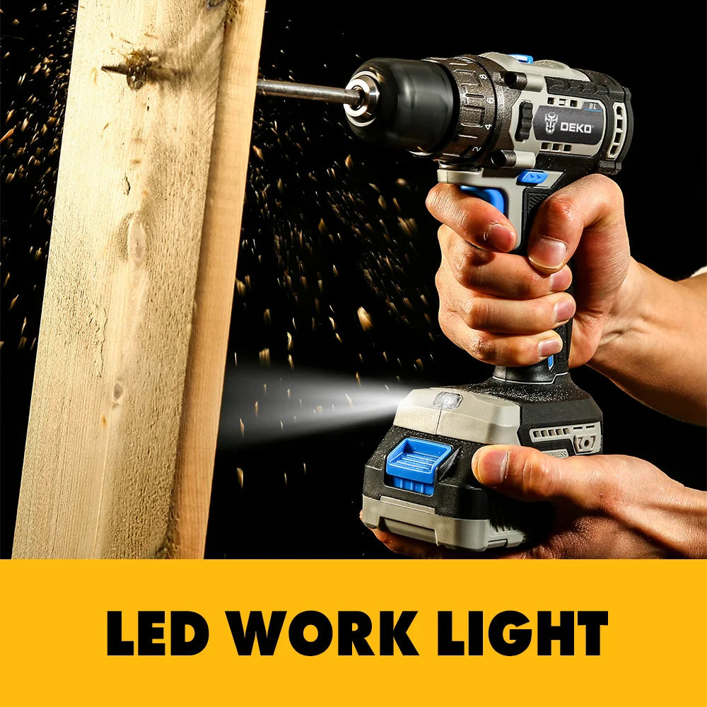 Bezuhlíkový uťahovák DEKO 20V Bezuhlíkový aku vŕtací mini elektrický skrutkovač 350N.m pre domácich majstrov