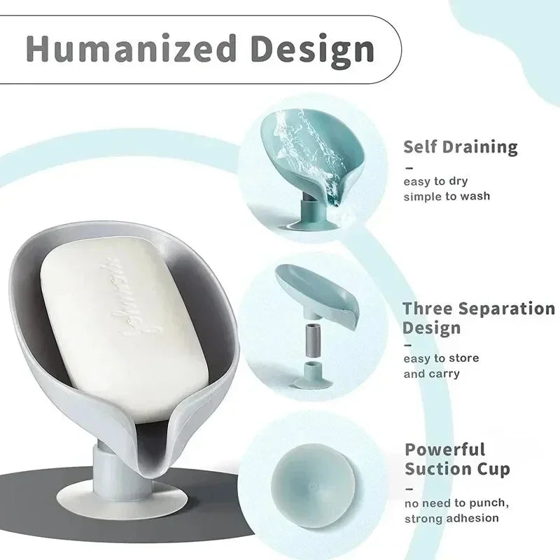 2ks Odtokový držiak na mydlo Tvar listu Nádoba na mydlo Prísavka Zásobník na sušenie Stojan na sprchovanie Nádoba na špongiu Kuchynské príslušenstvo pre kúpeľňu