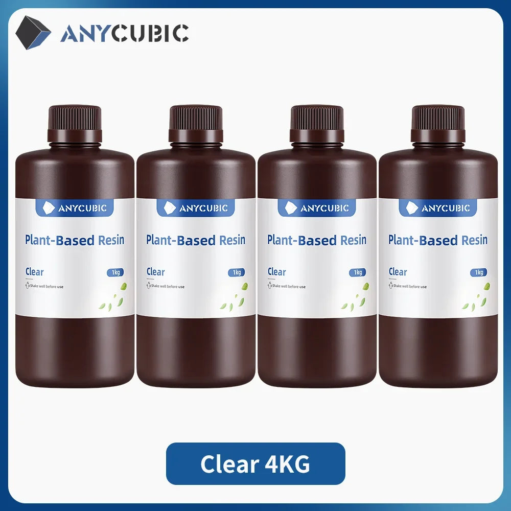 4ks/šarže ANYCUBIC ECO UV živica pre LCD 3D tlačiareň Tekutý 3D tlačový materiál s nízkym zápachom 1kg/fľaša Rastlinná UV živica