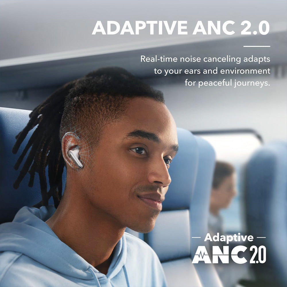 Anker Soundcore Liberty 4 NC Earbuds TWS Headphones, Adaptive ANC 2.0, Bluetooth 5.3, IPX4 Waterproof, Fast Charging - White