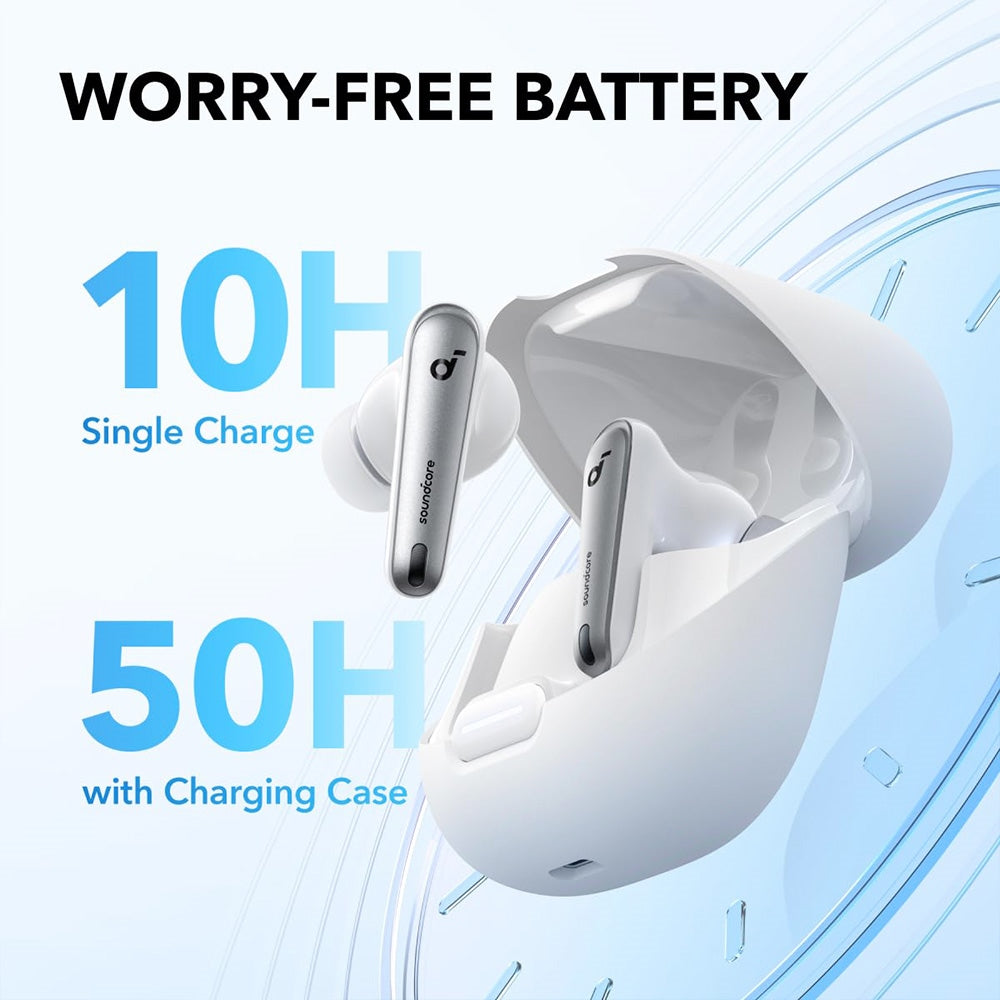 Anker Soundcore Liberty 4 NC Earbuds TWS Headphones, Adaptive ANC 2.0, Bluetooth 5.3, IPX4 Waterproof, Fast Charging - White