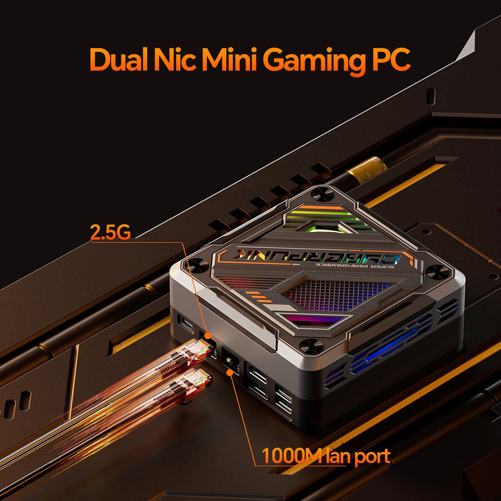 AOOSTAR MN78 Gaming Mini PC with RGB Light, AMD Ryzen 7 7840HS Octa-Core 16 Threads Up to 5.1GHz, 16GB DDR5 RAM 512GB M.2 SSD, Windows 11, WiFi6 Bluetooth5.2, HDMI USB4 DP 4K@60Hz Triple Display, USB4*1 USB3.2*2 USB2.0*2 HDMI*1 LAN*2 - Black, EU