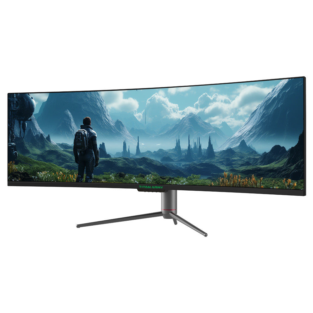 TITAN ARMY C49SHC 49-inch Gaming Monitor,  3840*1080 CSOT HVA Panel, 32:9 Oversized Curved Screen, 144Hz High Refresh Rate, Smart PIP/PBP Split Screen, Adaptive-Sync, 1*HDMI 2.0 1*DP 1.4 1*Full-Feature USB-C 1*USB-B 2*USB-A, 65W Reverse Charging