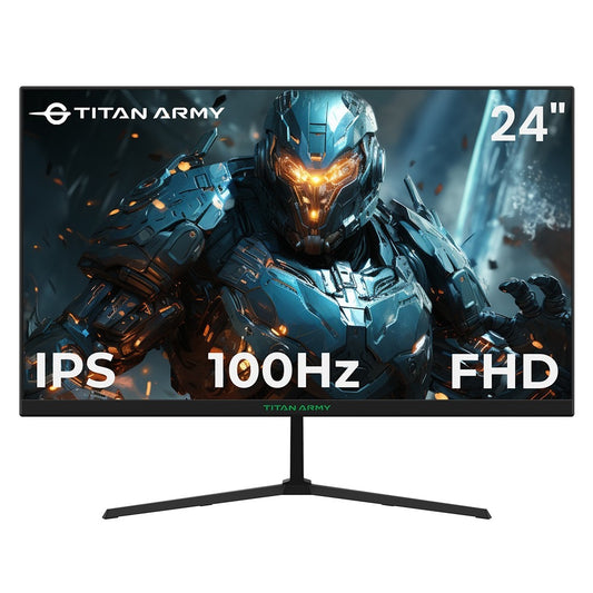 TITAN ARMY P24H2P Gaming Monitor, 24-Inch IPS Panel, 100Hz Refresh, 1920x1080 FHD Resolution, 99% sRGB, Adaptive Sync, Intelligent DCR Optimization, Low-blue Light, 1*HDMI1.4 1*VGA 1*Audio, Tilt Adjustment VESA Mount
