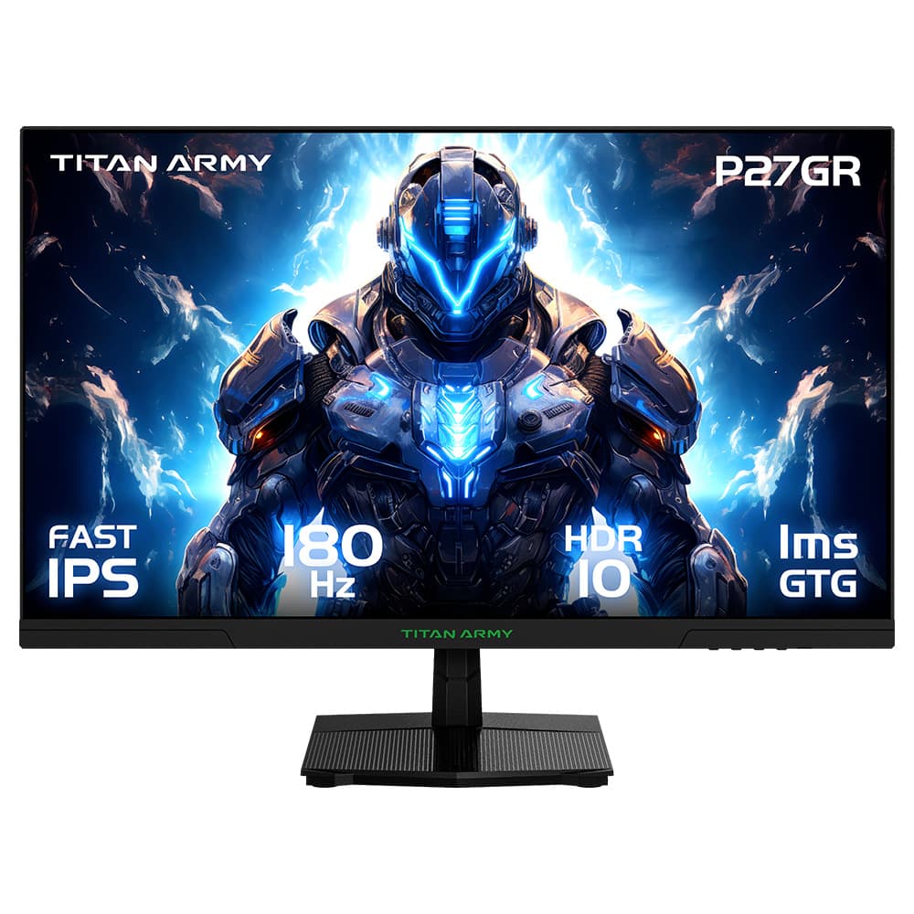 TITAN ARMY P27GR Gaming Monitor, 27-inch 2560*1440 16:9 Fast IPS Screen, 180Hz Refresh Rate, 1ms GTG, 99% sRGB, HDR10, Adaptive-Sync, Gaming Mode, Dynamic OD, PBP &amp; PIP Display, Low Blue Light, Adjustable Tilt, VESA Wall Mounting