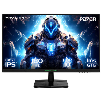 TITAN ARMY P27GR Gaming Monitor, 27-inch 2560*1440 16:9 Fast IPS Screen, 180Hz Refresh Rate, 1ms GTG, 99% sRGB, HDR10, Adaptive-Sync, Gaming Mode, Dynamic OD, PBP &amp; PIP Display, Low Blue Light, Adjustable Tilt, VESA Wall Mounting