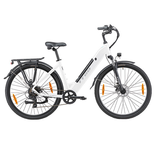 TTGO HZ-28ST Electric Bike, 250W Motor, 36V 20Ah Battery, 700C*45C Tire, 25km/h Max Speed, 100km Max Range, Disc Brake, Shimano 7 Speed, LCD Display - White