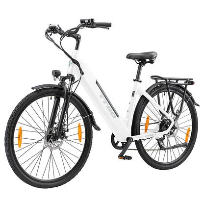 TTGO HZ-28ST Electric Bike, 250W Motor, 36V 20Ah Battery, 700C*45C Tire, 25km/h Max Speed, 100km Max Range, Disc Brake, Shimano 7 Speed, LCD Display - White