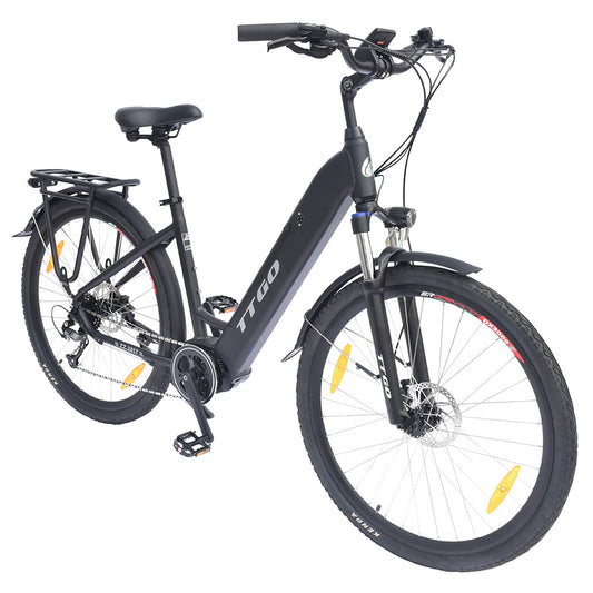 TTGO LK-ZZ-28ST Electric Bike, 250W Motor, 36V 20AH Battery, 700C*45C Tires, 25km/h Max Speed, 180km Range, Hydraulic Disc Brake, Shimano 9 Speed, LCD Display - Black