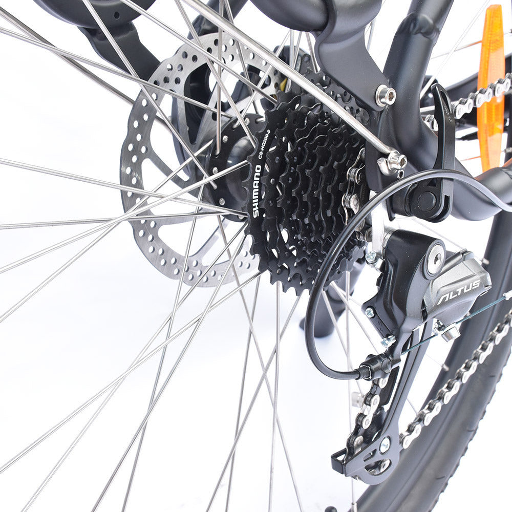 TTGO LK-ZZ-28ST Electric Bike, 250W Motor, 36V 20AH Battery, 700C*45C Tires, 25km/h Max Speed, 180km Range, Hydraulic Disc Brake, Shimano 9 Speed, LCD Display - Black