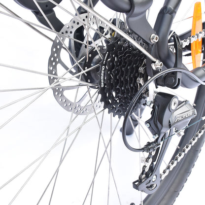 TTGO LK-ZZ-28ST Electric Bike, 250W Motor, 36V 20AH Battery, 700C*45C Tires, 25km/h Max Speed, 180km Range, Hydraulic Disc Brake, Shimano 9 Speed, LCD Display - Black