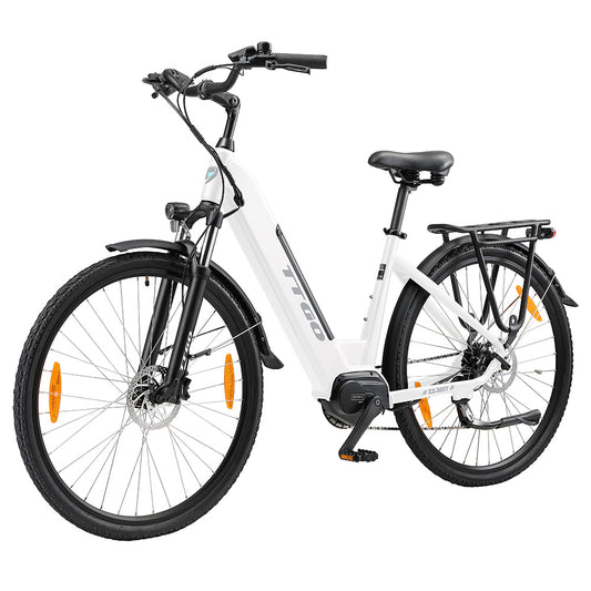 TTGO C7(ZZ-28ST) Electric Bike, 250W BAFANG Mid Drive Motor, 36V 20Ah Battery, 700C*45C Tire, 25km/h Max Speed, 160-180km Range, Hydraulic Disc Brake, Shimano 9-speed, LCD Display - White