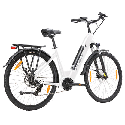 TTGO C7(ZZ-28ST) Electric Bike, 250W BAFANG Mid Drive Motor, 36V 20Ah Battery, 700C*45C Tire, 25km/h Max Speed, 160-180km Range, Hydraulic Disc Brake, Shimano 9-speed, LCD Display - White