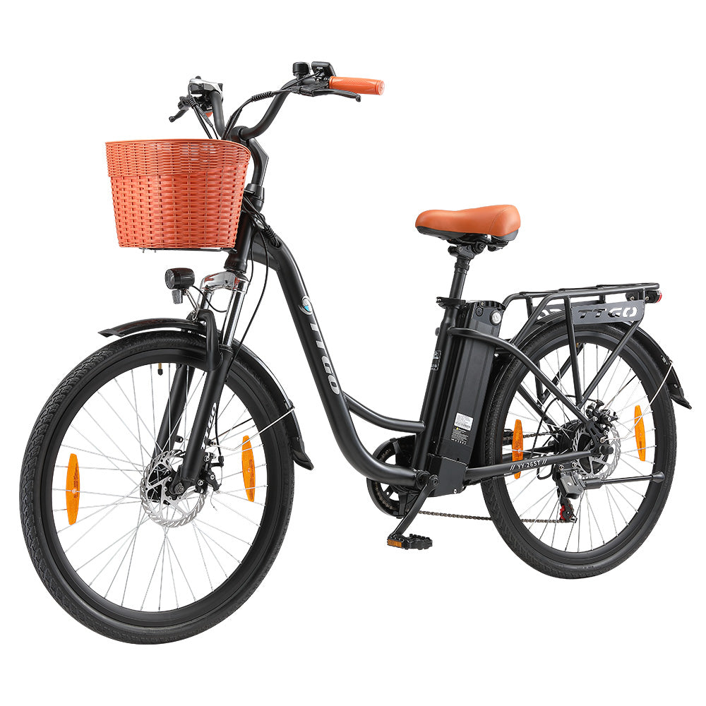 TTGO YY-26ST Electric Bike, 250W Motor, 36V 14.5AH Battery, 26*1.95-inch Tires, 25km/h Max Speed, 100km Max Range, Disc Brake, SHIMANO 6-speed, LED Display - Black
