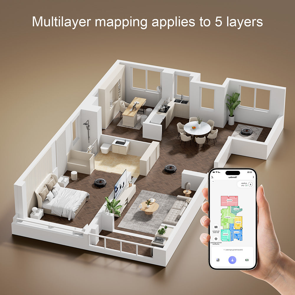 Teendow D10S MAX 2-in-1 Robot Vacuum Cleaner and Mop with Auto-empty Station, 4500Pa Powerful Suction, Smart Mapping