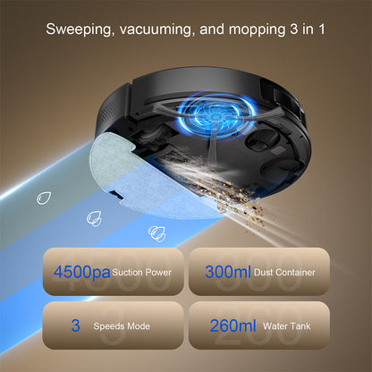 Teendow D10S MAX 2-in-1 Robot Vacuum Cleaner and Mop with Auto-empty Station, 4500Pa Powerful Suction, Smart Mapping