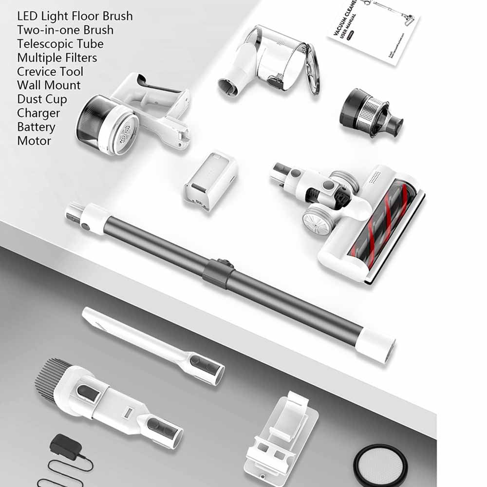 Teendow P11 Pro Cordless Vacuum Cleaner, 126,000Pa Powerful Suction, 30min Runtime, 2200mAh Battery, 450ML Dust Capacity, Quiet Operation ≤75dB, Ideal for Pet Hair &amp; Home Cleaning, White