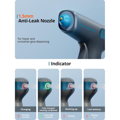 Tilswall W104 4V Cordless Hot Glue Gun, 15s Fast Preheating, 2200mAh USB-C Rechargeable, Smart Power-off