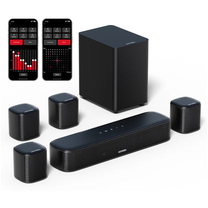 Ultimea Aura A40 7.1 Soundbar Subwoofer Speaker Kit, 7.1 Channel, App Control, 10 Bands Equalizer Settings, 121 Preset EQ Matrices, Bluetooth 5.3, 330W Peak Power