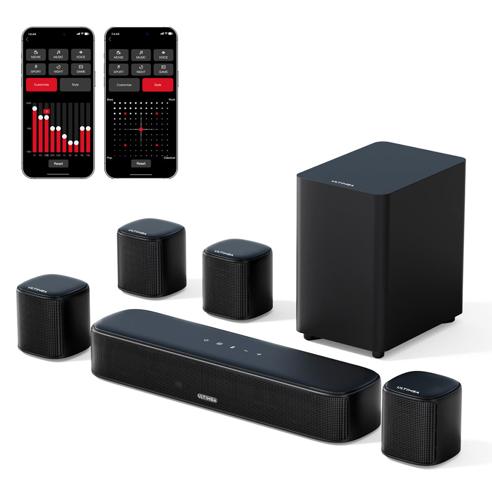 Ultimea Aura A40 7.1 Soundbar Subwoofer Speaker Kit, 7.1 Channel, App Control, 10 Bands Equalizer Settings, 121 Preset EQ Matrices, Bluetooth 5.3, 330W Peak Power