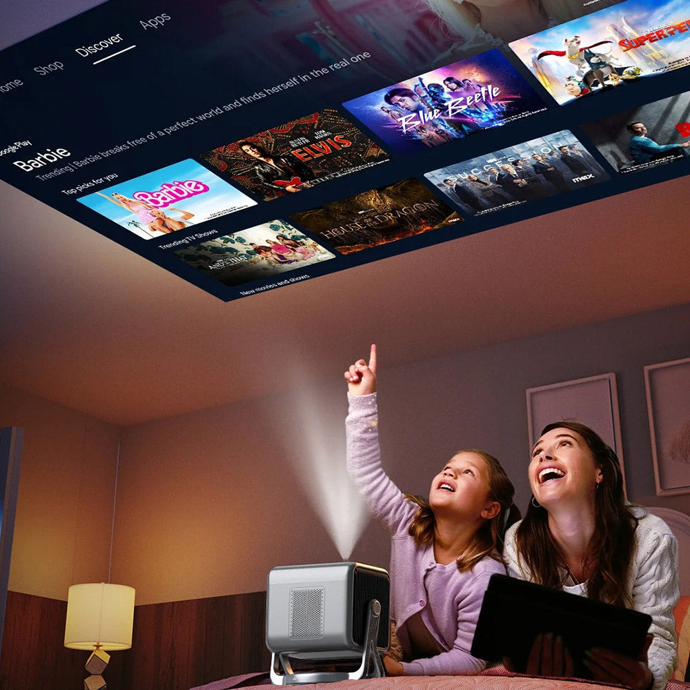 [Netflix 1080P &amp; Android TV 11.0] ULTIMEA Nova C40 Projector with Gimbal Stand, 600 ANSI, 4K Decoding, Native 1080P, Bluetooth 5.3, Android TV 11.0, Dolby Audio, Auto Focus &amp; Keystone