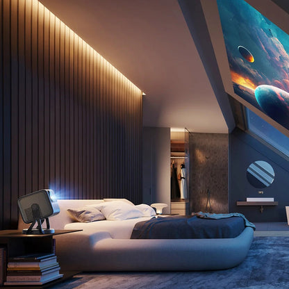 [Netflix 1080P &amp; Android TV 11.0] ULTIMEA Nova C40 Projector with Gimbal Stand, 600 ANSI, 4K Decoding, Native 1080P, Bluetooth 5.3, Android TV 11.0, Dolby Audio, Auto Focus &amp; Keystone