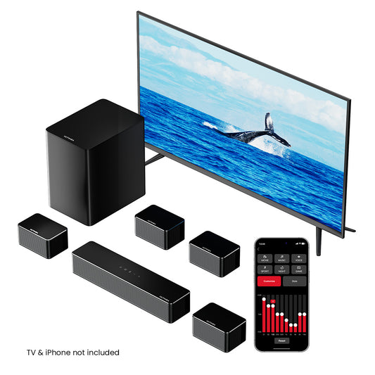Ultimea Poseidon D70 7.1 Channel Soundbar Subwoofer Speaker Kit, 10 Bands Equalizer, 121 Preset EQ Matrices, BassMX Technology, Smart APP Control