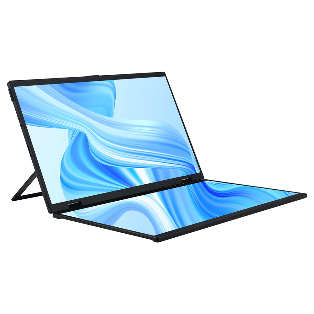 UPERFECT Delta 15.6-inch Dual Screen Portable Folding Monitor, 1920*1080 FHD IPS Screen, 60Hz Refresh Rate, 1000:1 Contrast Ratio, 360° Folding, Built-in Speaker, Built-in Stand &amp; VESA Mountable,  2*Full-Featured Type-C, 2* mini HDMI - EU Plug