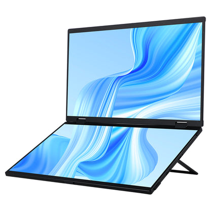 UPERFECT Delta 15.6-inch Dual Screen Portable Folding Monitor, 1920*1080 FHD IPS Screen, 60Hz Refresh Rate, 1000:1 Contrast Ratio, 360° Folding, Built-in Speaker, Built-in Stand &amp; VESA Mountable,  2*Full-Featured Type-C, 2* mini HDMI - EU Plug