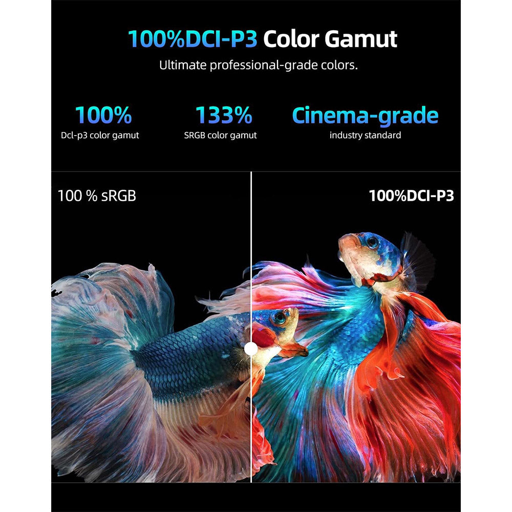 UPERFECT K118 18'' Portable Gaming Monitor, 144Hz Refresh Rate, 2560x1600 IPS Screen, 1000:1 Contrast Ratio, FreeSync, HDR, 100% DCI-P3, Built-in Speaker, 9ms Response Time, Low Blue Light, VESA Mountable, 1*Mini HDMI,1*Type-C, 1*Audio Jack - EU Plug