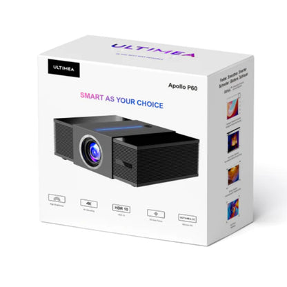 Ultimea Apollo P60 Projector, 900 ANSI Lumens, Fully-enclosed Optical Engine, Native 1080P, 30W Speaker, 4K Decoding, Auto Focus &amp; 6D Auto-keystones, Bluetooth 5.3