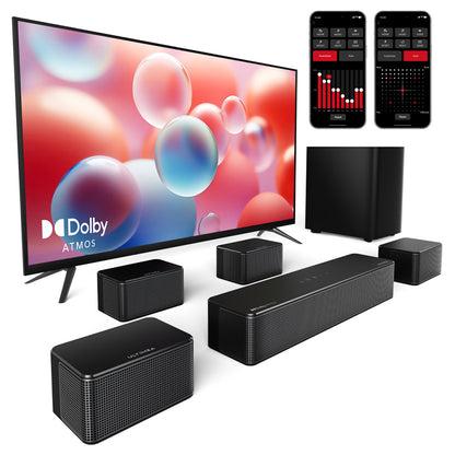 Ultimea Poseidon D80 7.1 Channel Soundbar Subwoofer Speaker Kit, Dolby Atmos, 460W Peak Power, APP Control, 10 Bands Equalizer Settings, 121 Preset EQ Matrices, Bluetooth 5.3