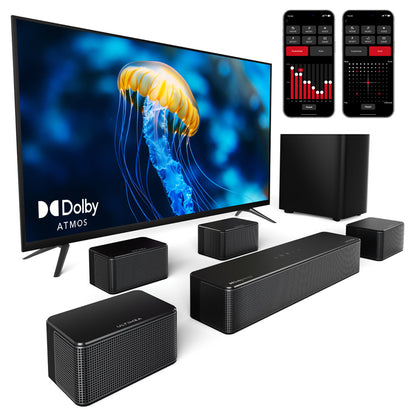 Ultimea Poseidon D80 7.1 Channel Soundbar Subwoofer Speaker Kit, Dolby Atmos, 460W Peak Power, APP Control, 10 Bands Equalizer Settings, 121 Preset EQ Matrices, Bluetooth 5.3