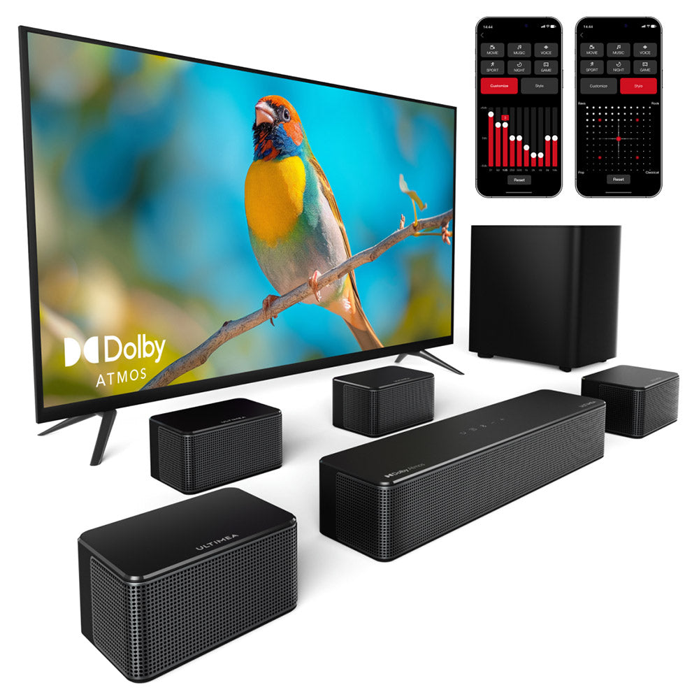 Ultimea Poseidon D80 7.1 Channel Soundbar Subwoofer Speaker Kit, Dolby Atmos, 460W Peak Power, APP Control, 10 Bands Equalizer Settings, 121 Preset EQ Matrices, Bluetooth 5.3